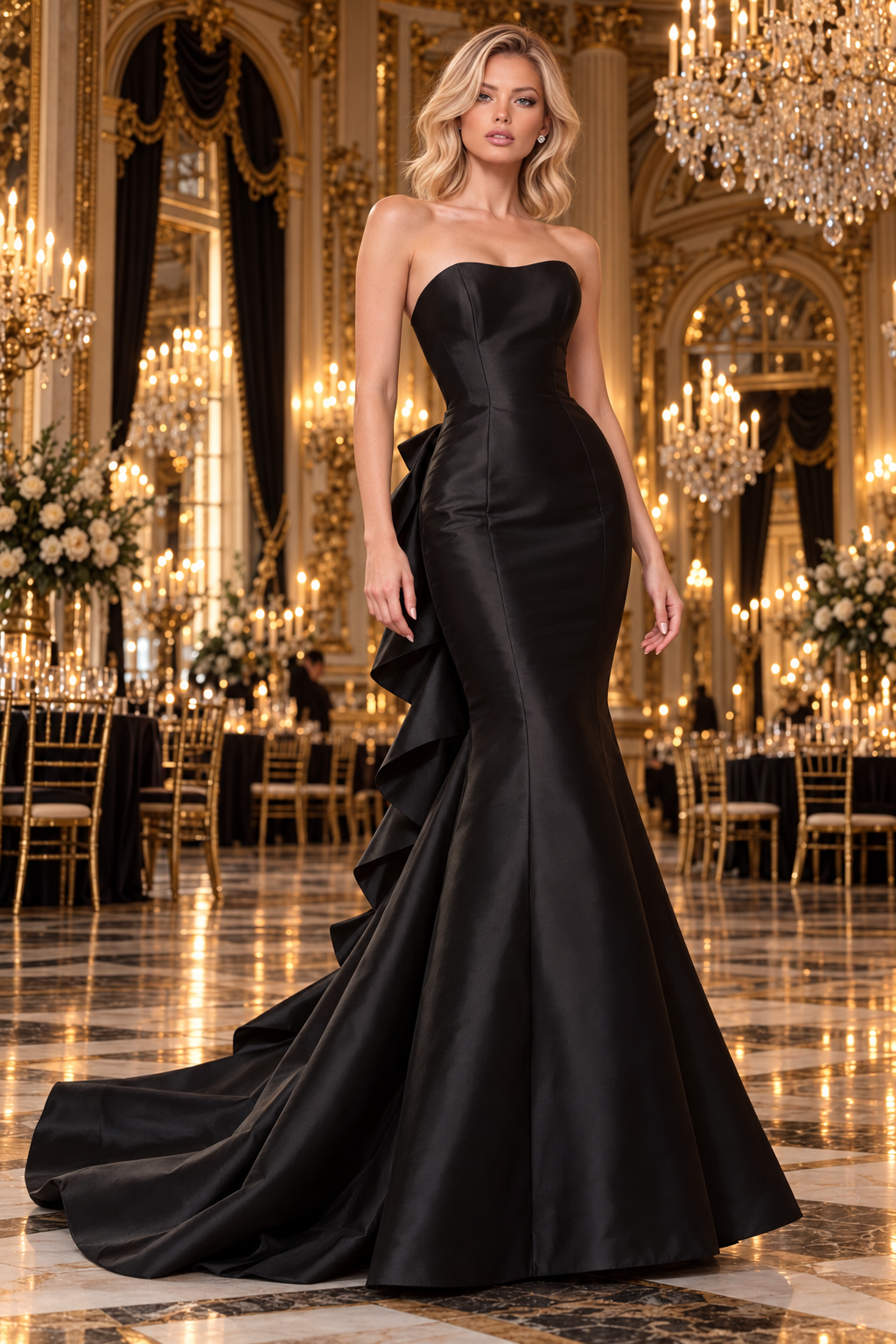 Jovani - 53235 - Strapless Mermaid Gown with Ruffle Back