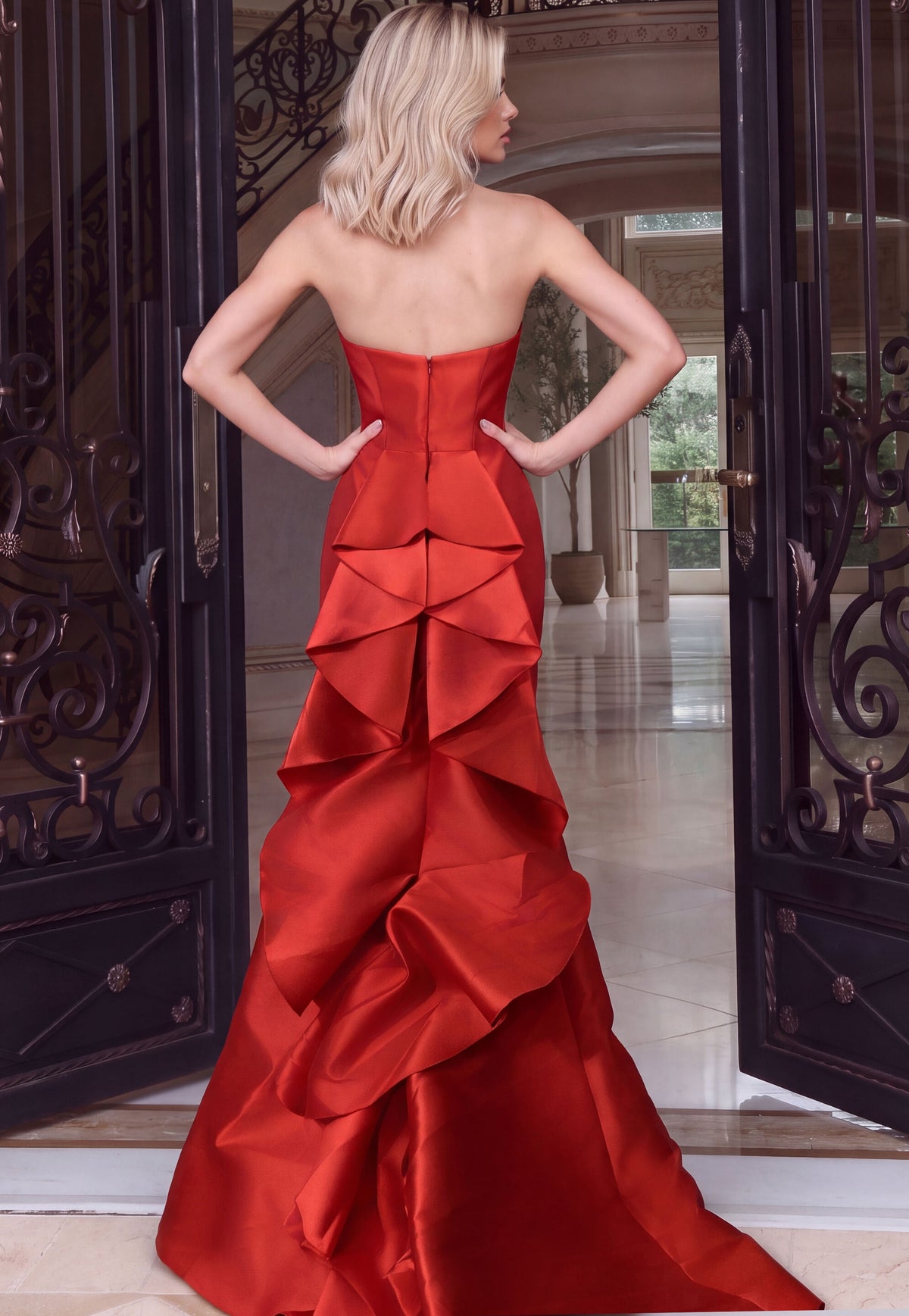 Jovani - 53235 - Strapless Mermaid Gown with Ruffle Back