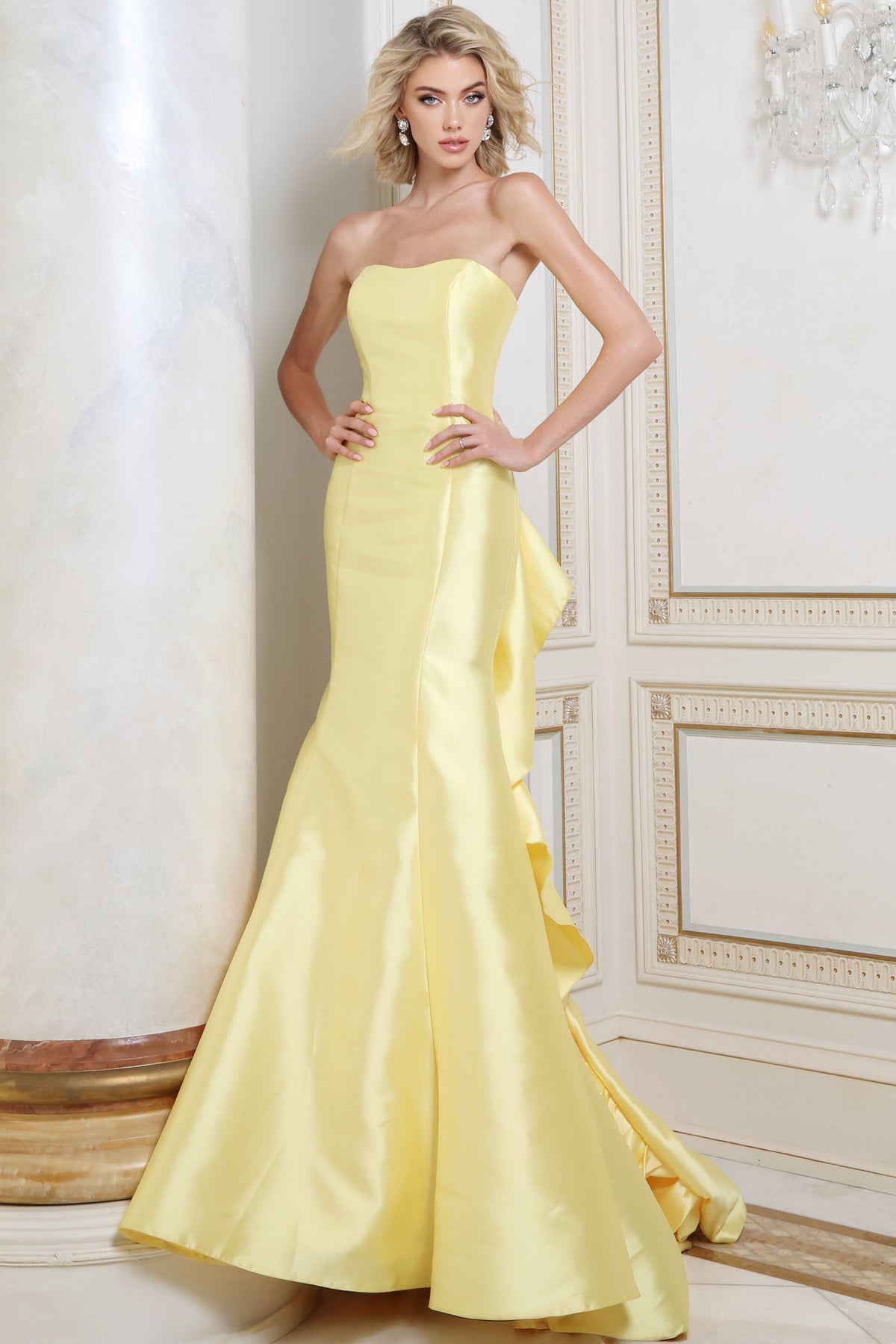 Jovani - 53235 - Strapless Mermaid Gown with Ruffle Back