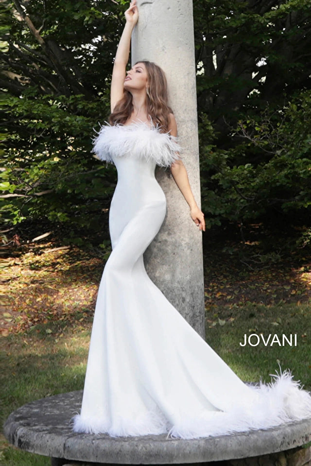 Black strapless dress with feathers online