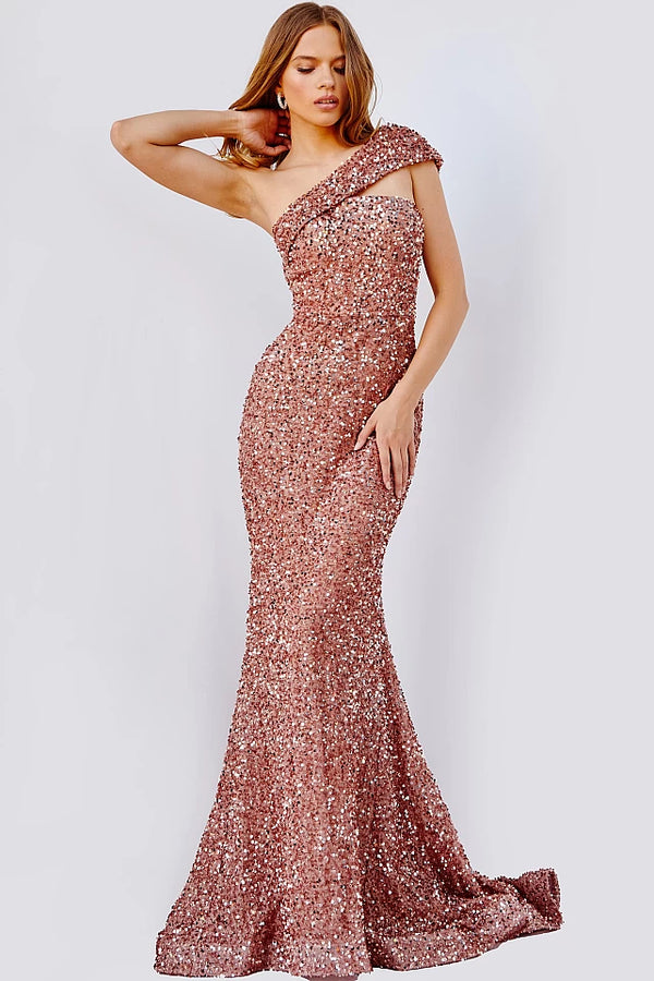 JVN23770 Stretch Sequin Prom Gown in Black | Madeline's Boutique, Toronto & Boca Raton