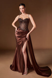 Ladivine - CD868 - Fitted Lace Prom Dress