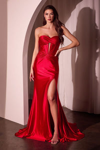 Ladivine - CD0103 - Strapless Sweetheart Keyhole Pleated Gown