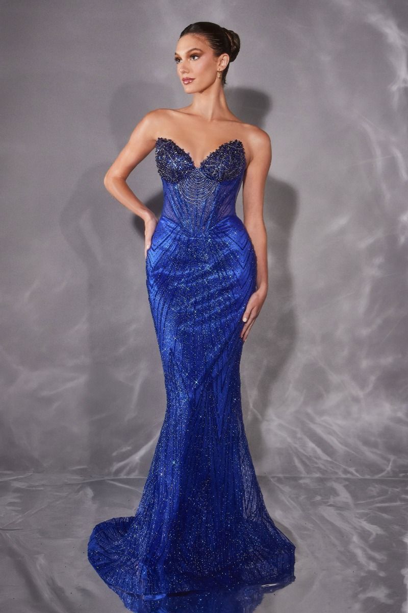 Ladivine - J903 - Crystal Embellished Strapless Gown