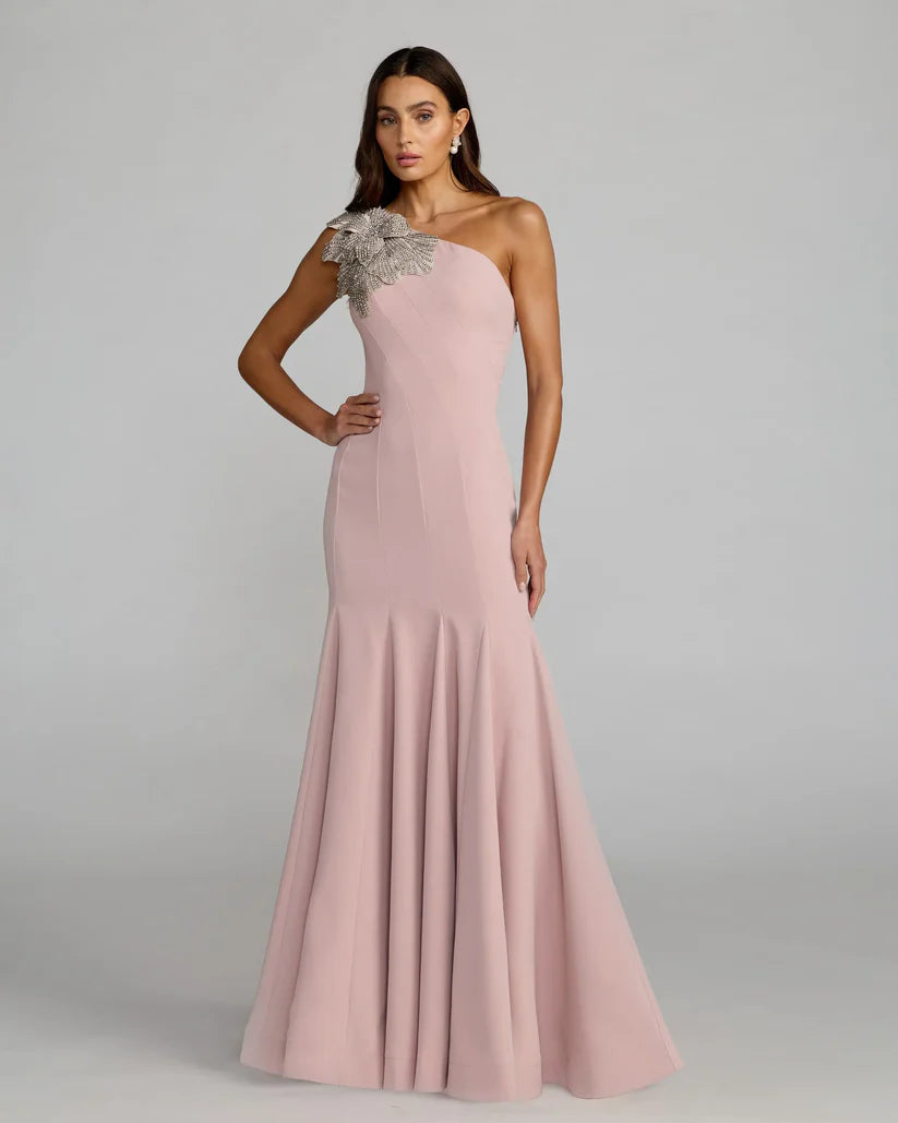 Mac Duggal - 11810 - One Shoulder Trumpet Gown with Flower Detail