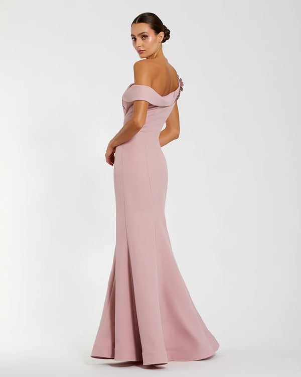 Mac Duggal - 11947 - Crepe Floral Beaded Off-the-Shoulder Mermaid Gown