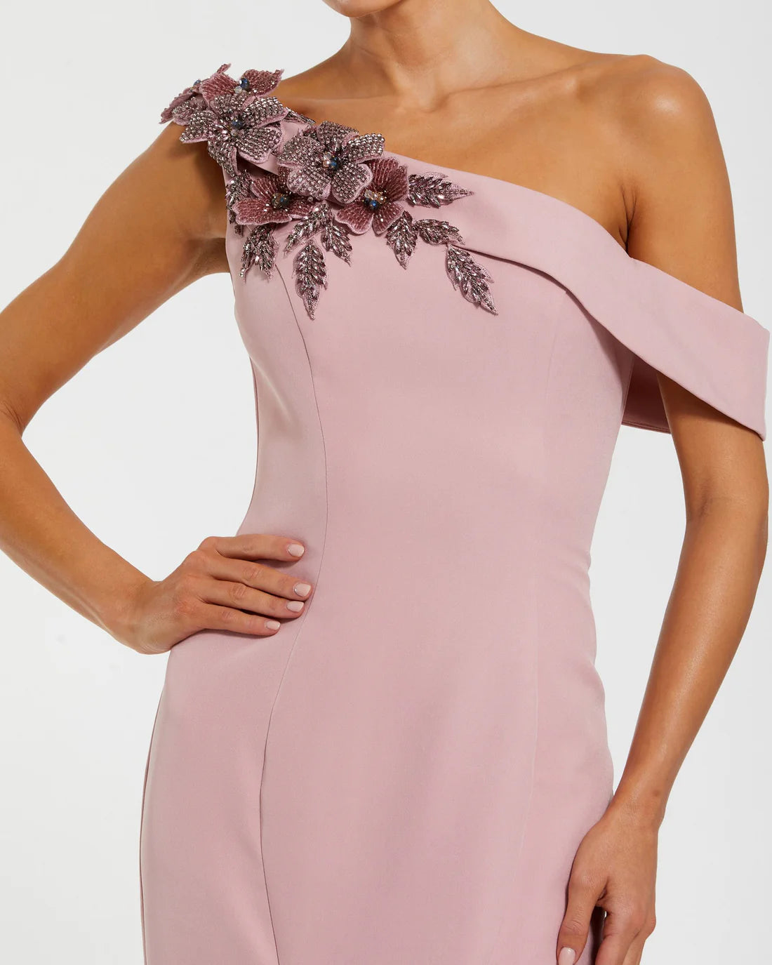 Mac Duggal Women's Crepe Floral Beaded Off The Shoulder Mermaid Gown - Pink - Size 12