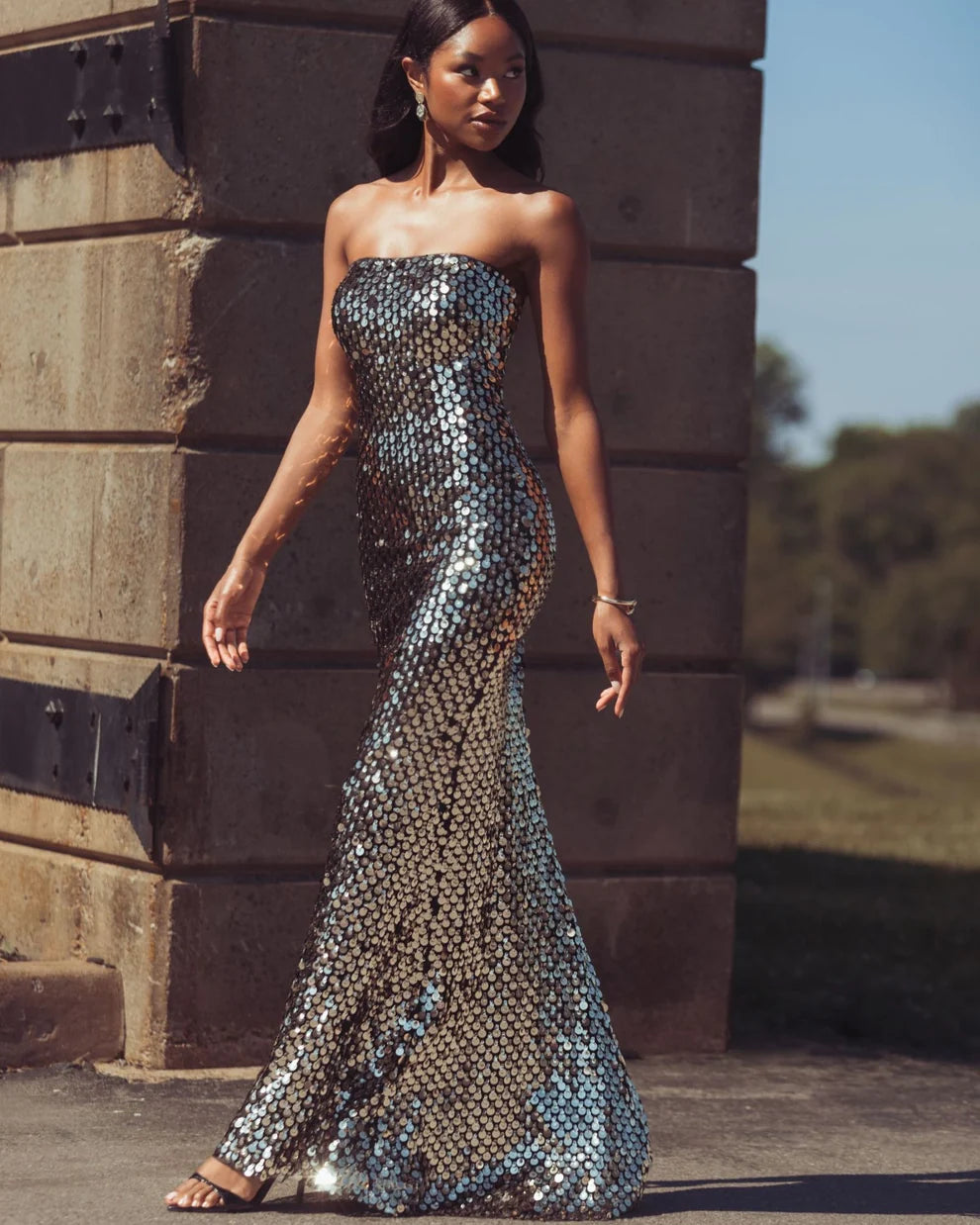 Mac Duggal - 21393 - Strapless Paillette Sequin Gown