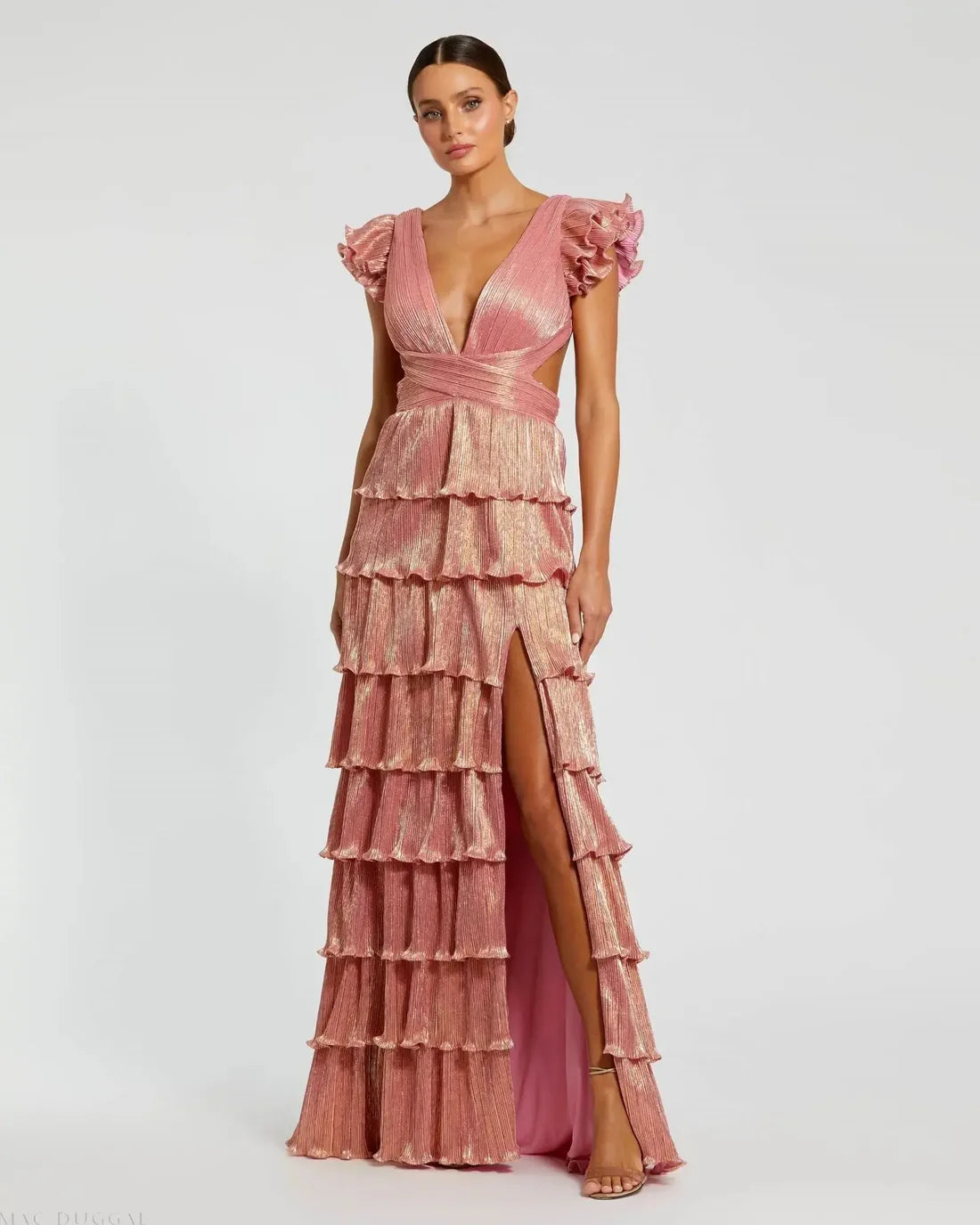 Mac Duggal - 26740 - Ruffle Tiered Criss Cross Lace Up Gown Madeline's Boutique Boca Raton Mac Duggal - 26740 - Ruffle Tiered Criss Cross Lace Up Gown Madeline's Boutique Boca Raton