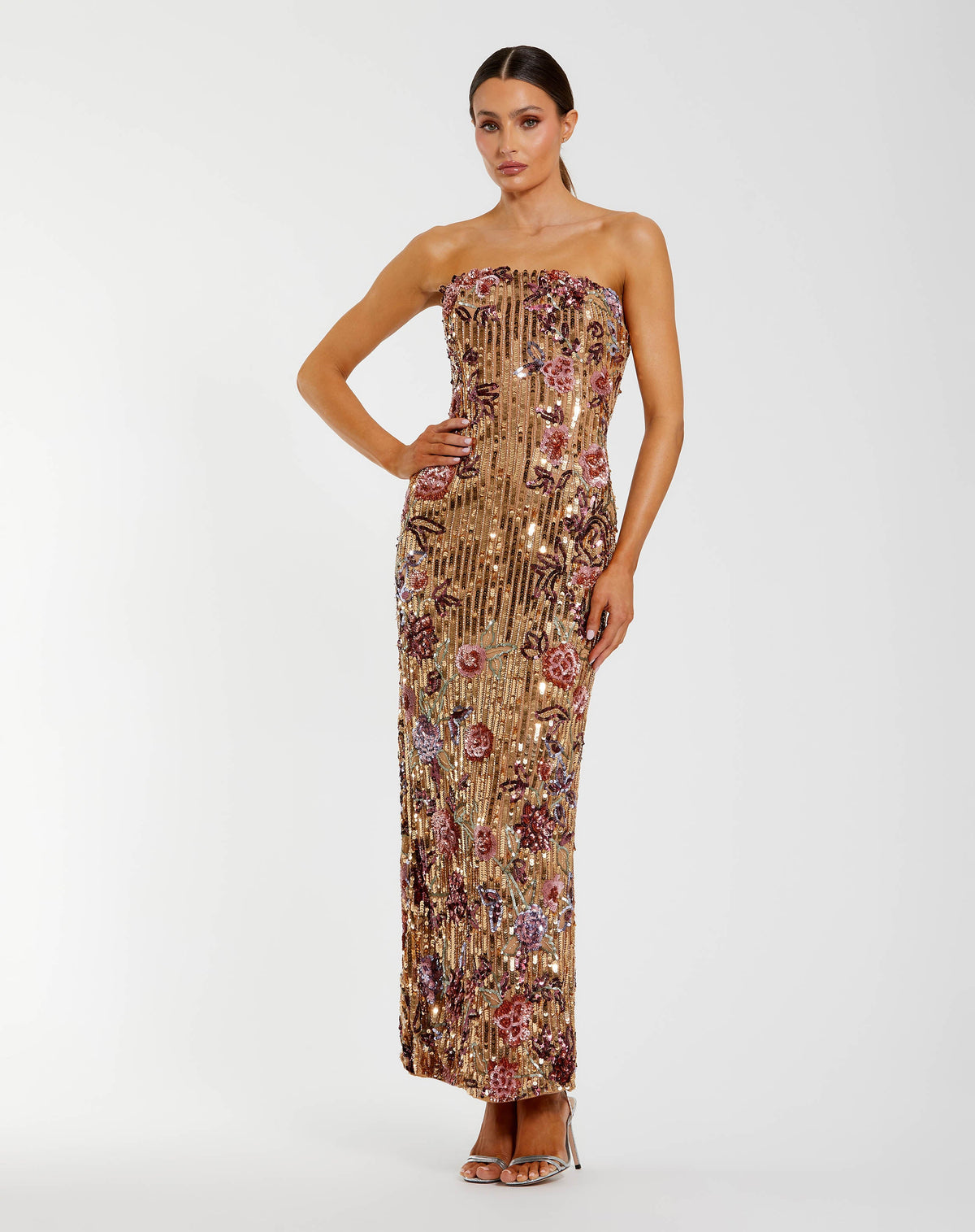 Mac Duggal - 6193 - Strapless Floral Sequin Column Dress Madeline's Boutique Boca Raton Mac Duggal - 6193 - Strapless Floral Sequin Column Dress Madeline's Boutique Boca Raton