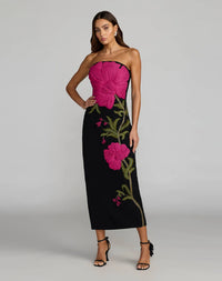 Mac Duggal - 94359 - Strapless Sculptural Floral Midi Dress