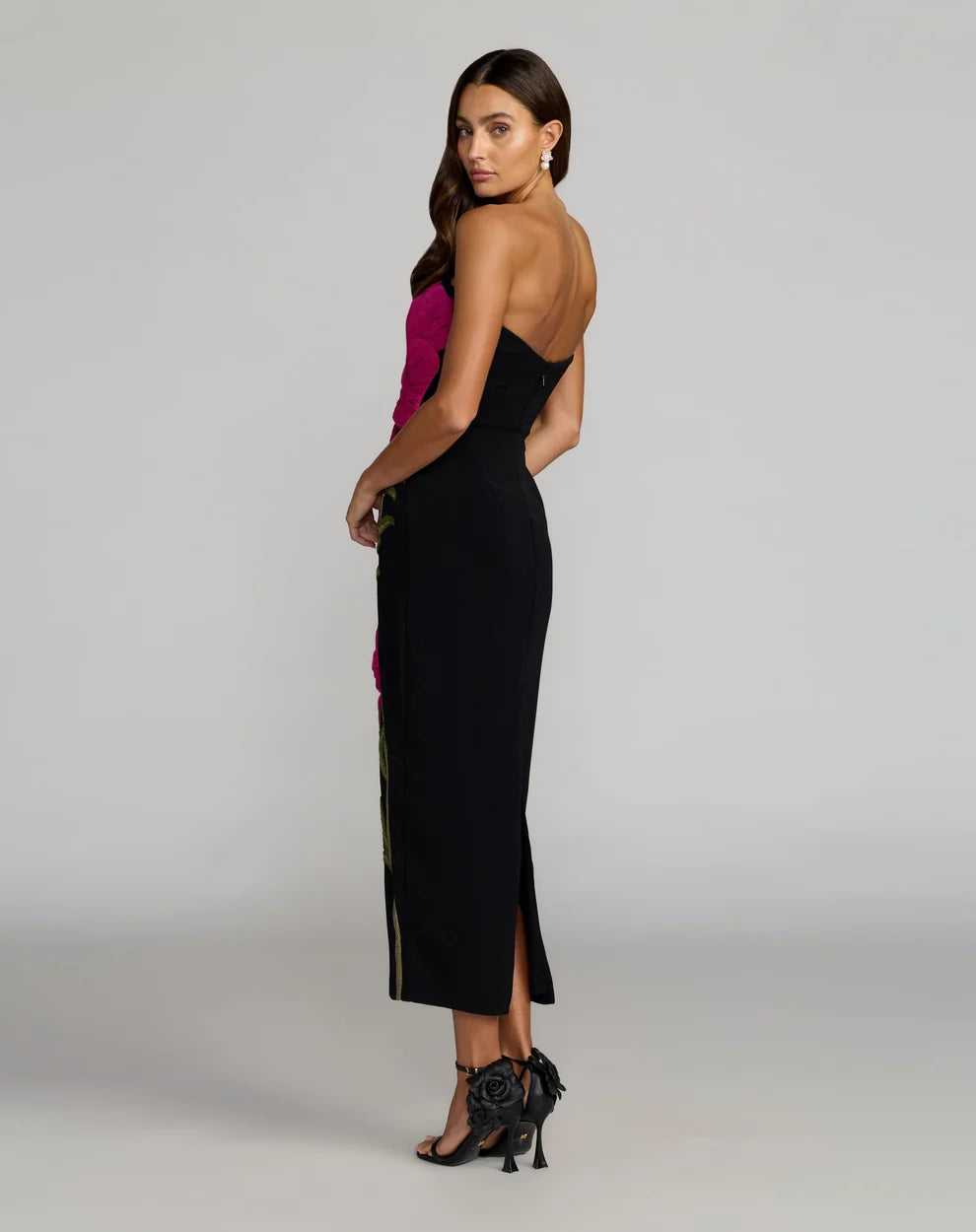 Mac Duggal - 94359 - Strapless Sculptural Floral Midi Dress