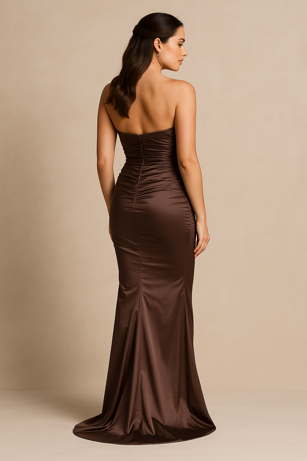 Madeline's - Ava - Strapless Ruched Satin Gown Black / 14 Madeline's - Ava - Strapless Ruched Satin Gown Black / 14