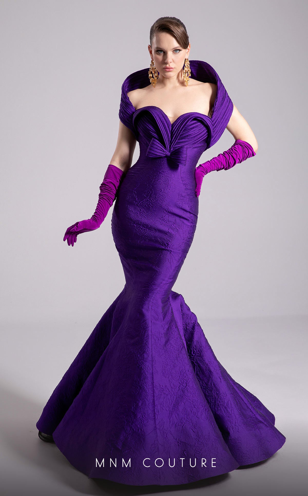 MNM Couture - F02901 - Sculpted Off-the-Shoulder Mermaid Gown