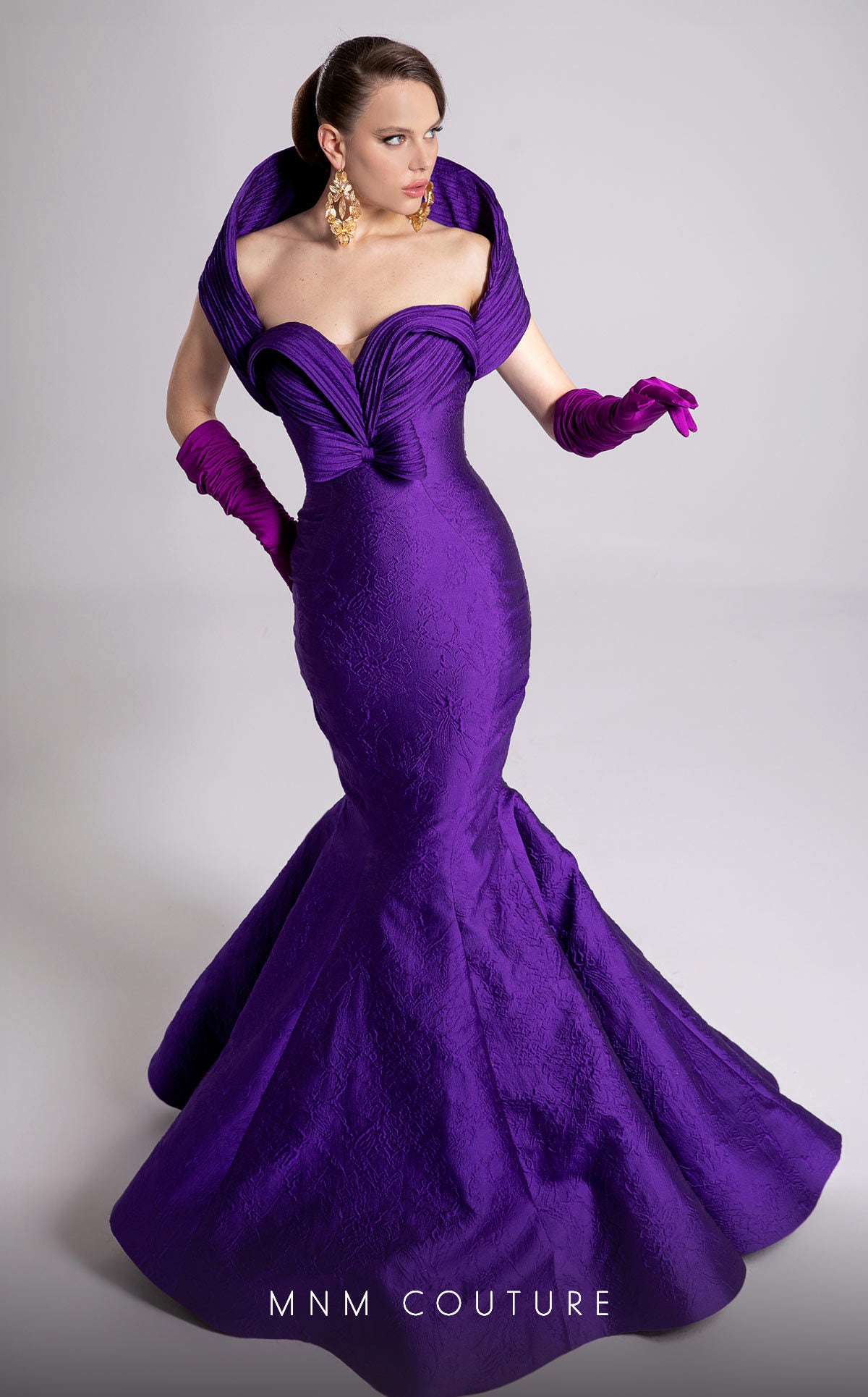 MNM Couture - F02901 - Sculpted Off-the-Shoulder Mermaid Gown