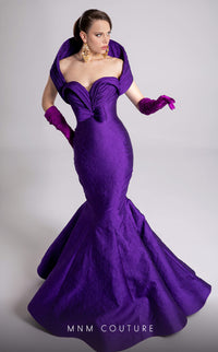 MNM Couture - F02901 - Sculpted Off-the-Shoulder Mermaid Gown