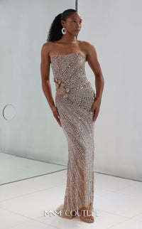 MNM Couture - M1186 - Strapless Beaded Gown with Detachable Overskirt