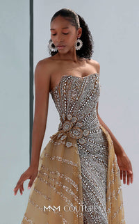 MNM Couture - M1186 - Strapless Beaded Gown with Detachable Overskirt