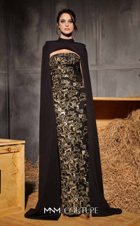 MNM Couture - N0657 - Strapless Embellished Gown with Cape