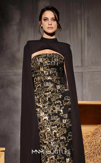 MNM Couture - N0657 - Strapless Embellished Gown with Cape