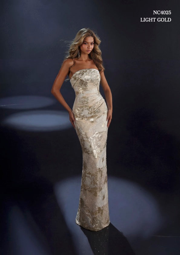 Nicoletta - NC4025 - Strapless Beaded Fitted Evening Gown