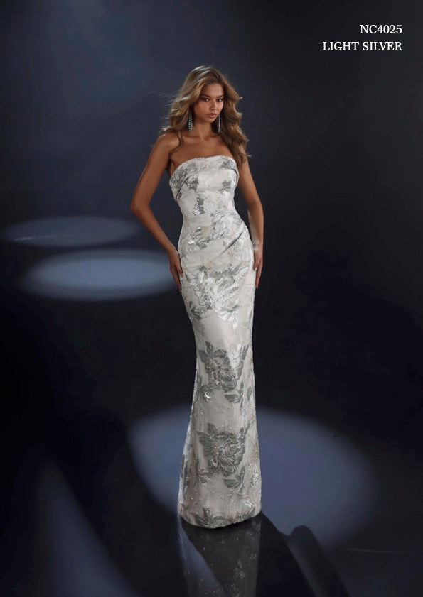 Nicoletta - NC4025 - Strapless Beaded Fitted Evening Gown