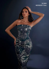 Nicoletta - NC4025 - Strapless Beaded Fitted Evening Gown