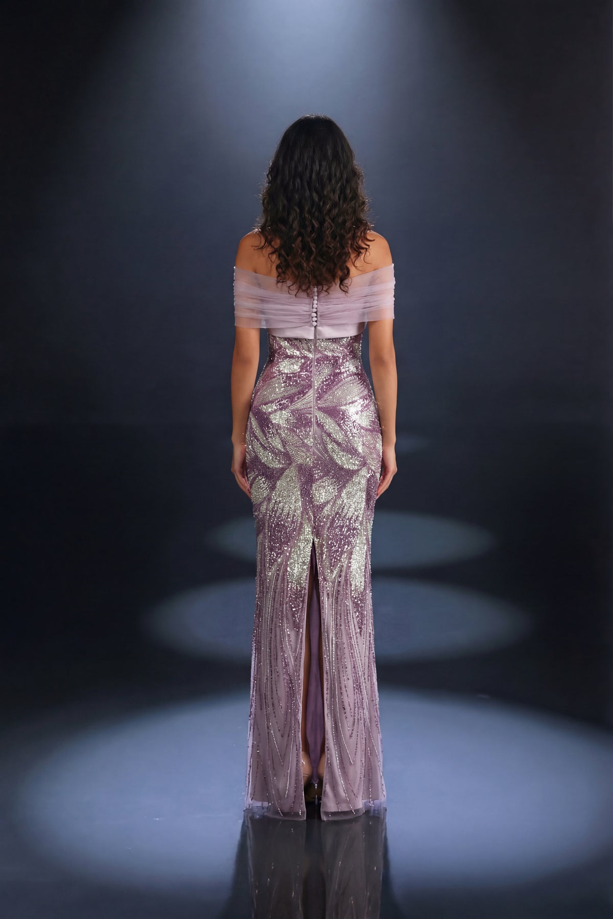 Nicoletta - NC4033 - Off-Shoulder Embellished Column Gown