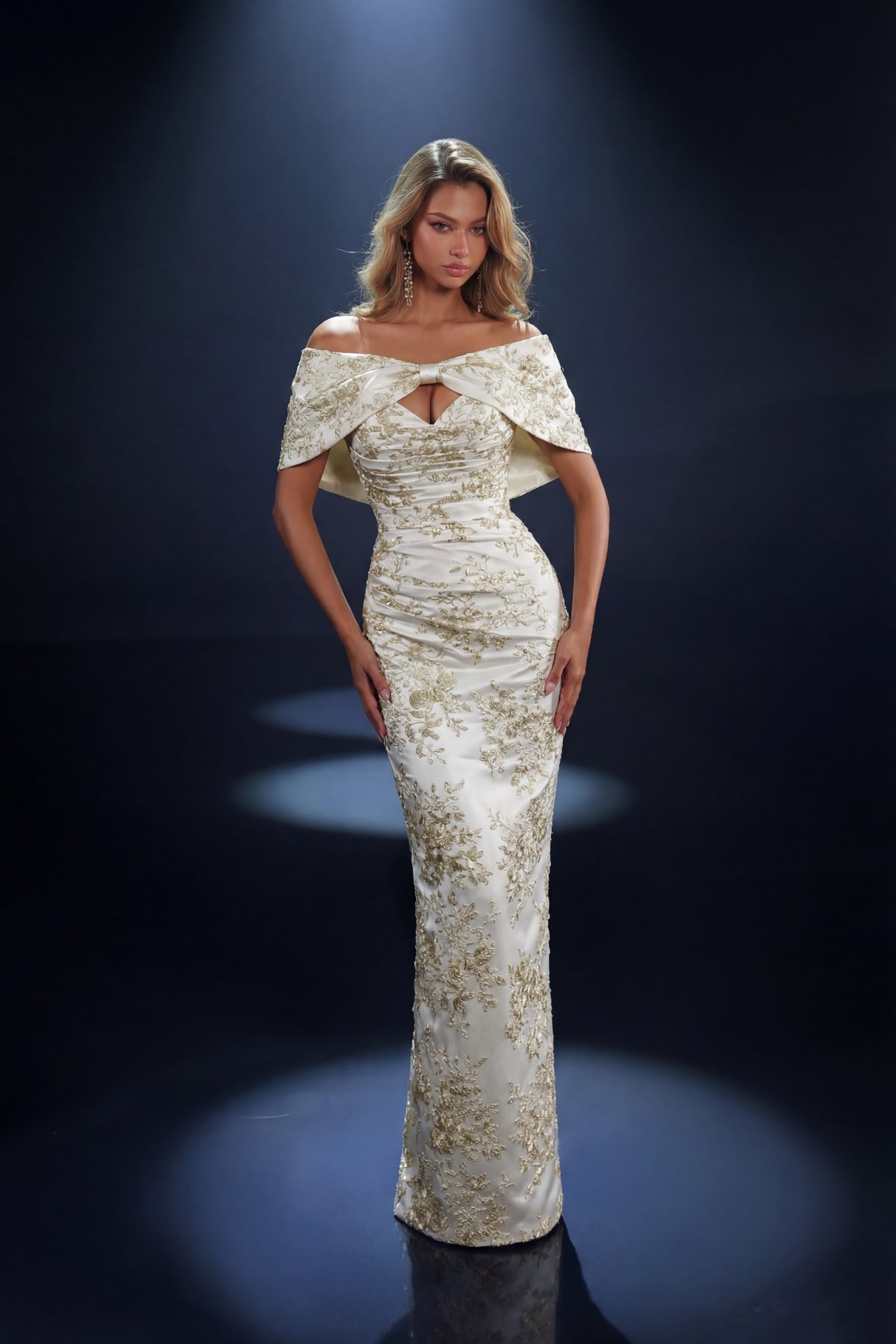 Nicoletta - NC4060 - Off-Shoulder Embellished Evening Gown