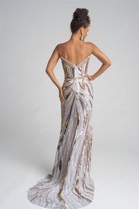 Portia & Scarlett - PS25984C - Strapless Embellished High-Slit Gown