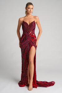 Portia & Scarlett - PS25984C - Strapless Embellished High-Slit Gown