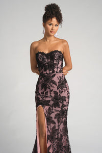 Portia & Scarlett - PS26175 - Strapless Floral-Embroidered Corset Gown