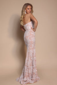 Portia & Scarlett - PS26175 - Strapless Floral-Embroidered Corset Gown