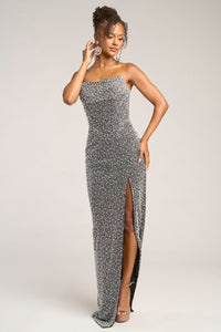 Portia & Scarlett - PS26309E - Strapless Beaded Gown with High Slit