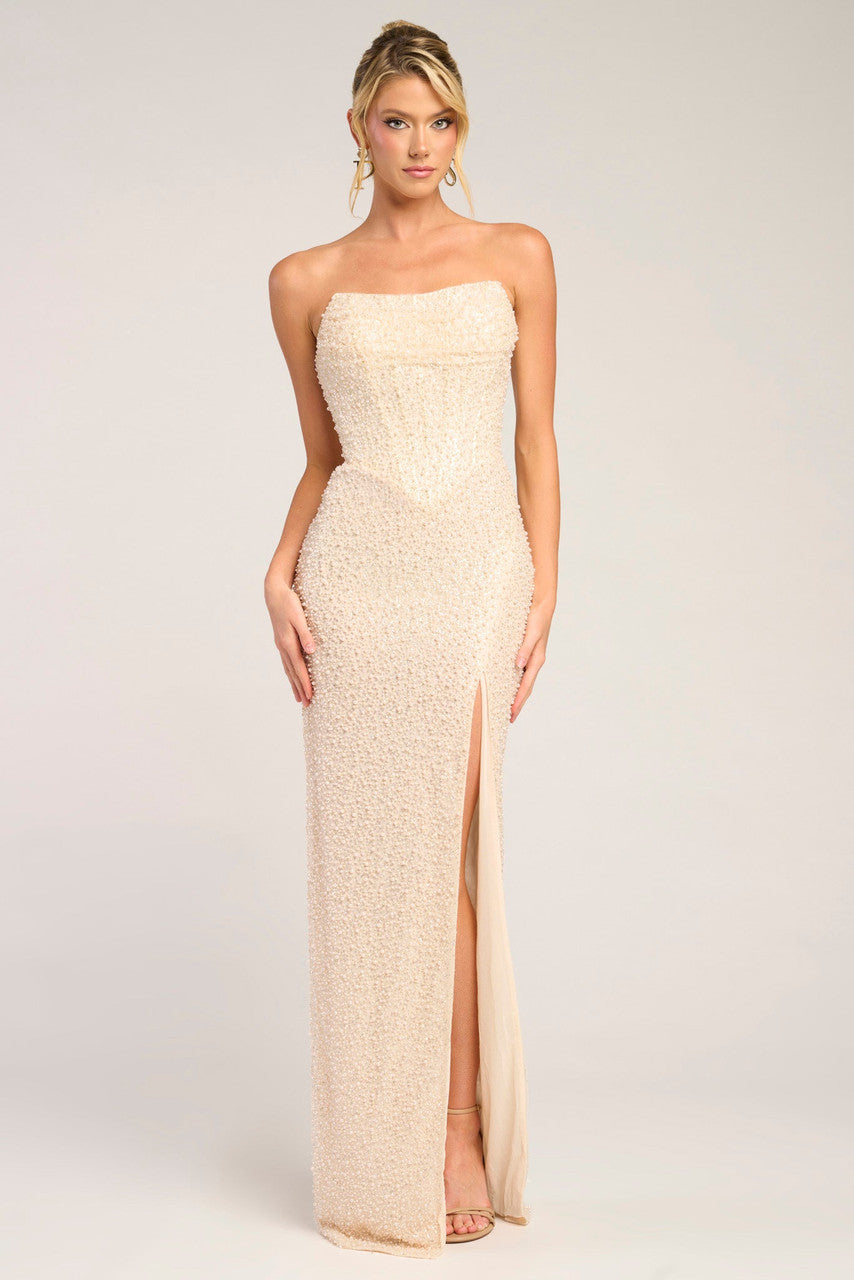 Portia & Scarlett - PS26309E - Strapless Beaded Gown with High Slit