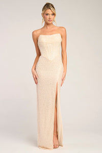 Portia & Scarlett - PS26309E - Strapless Beaded Gown with High Slit