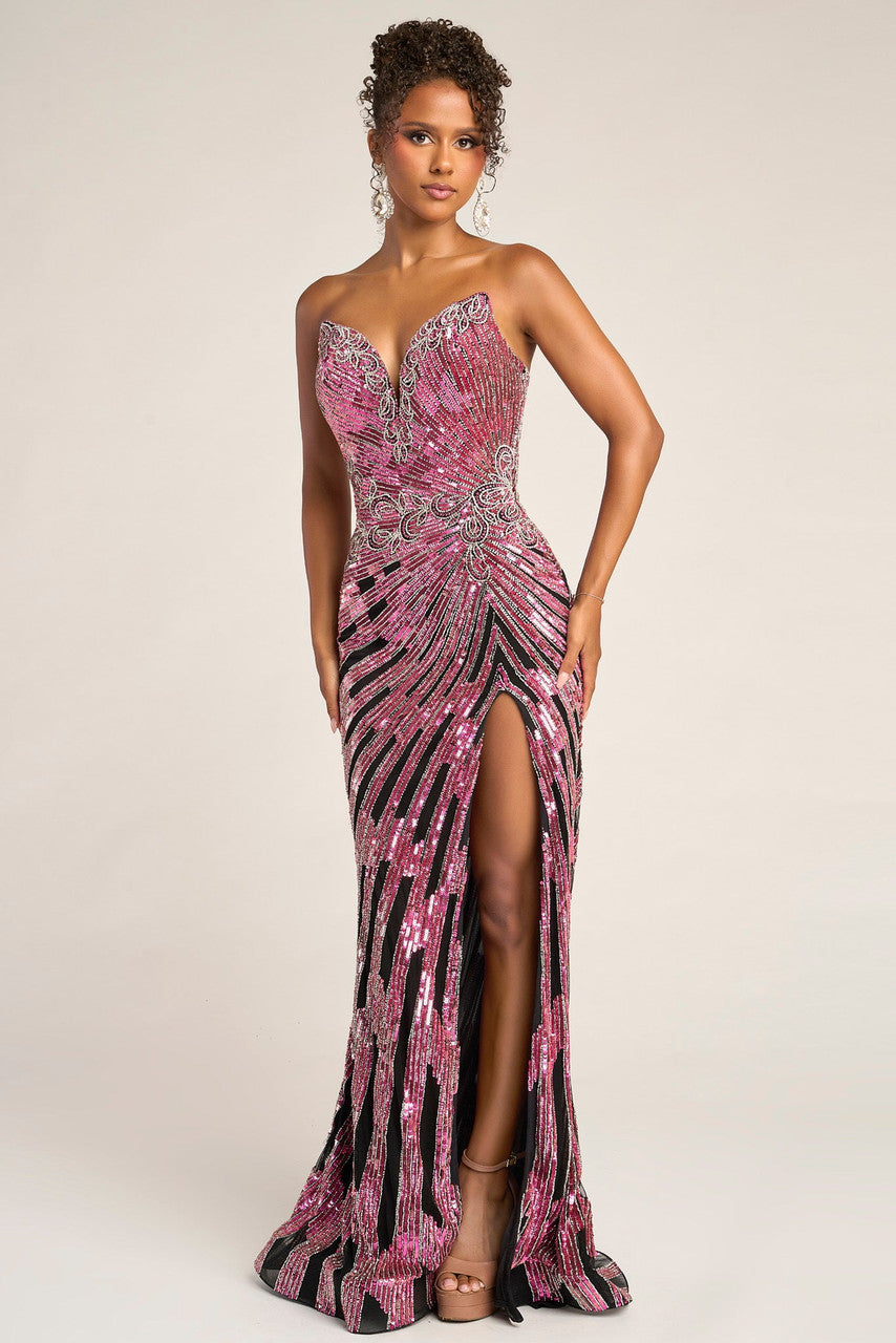 Portia&Scarlett - PS26413C - Embellished Strapless High-Slit Gown