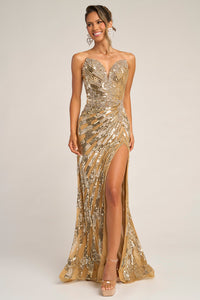 Portia&Scarlett - PS26413C - Embellished Strapless High-Slit Gown