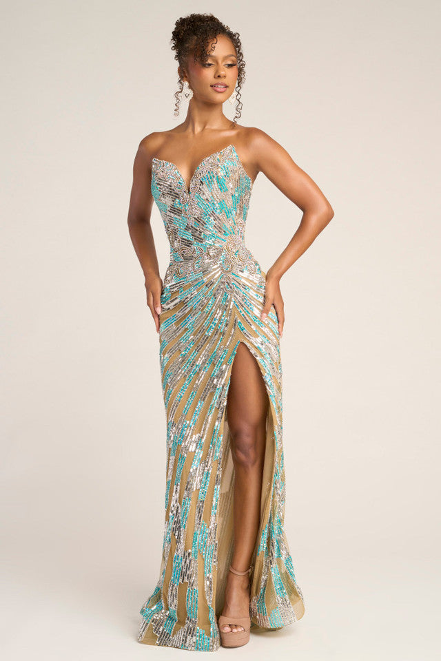 Portia&Scarlett - PS26413C - Embellished Strapless High-Slit Gown