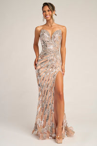 Portia&Scarlett - PS26413C - Embellished Strapless High-Slit Gown