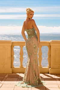 Portia & Scarlett - PS26910E - Strapless Floral Appliqué Mermaid Gown