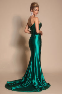 Portia & Scarlett - XO071 - Strapless Corset Gown with High Slit