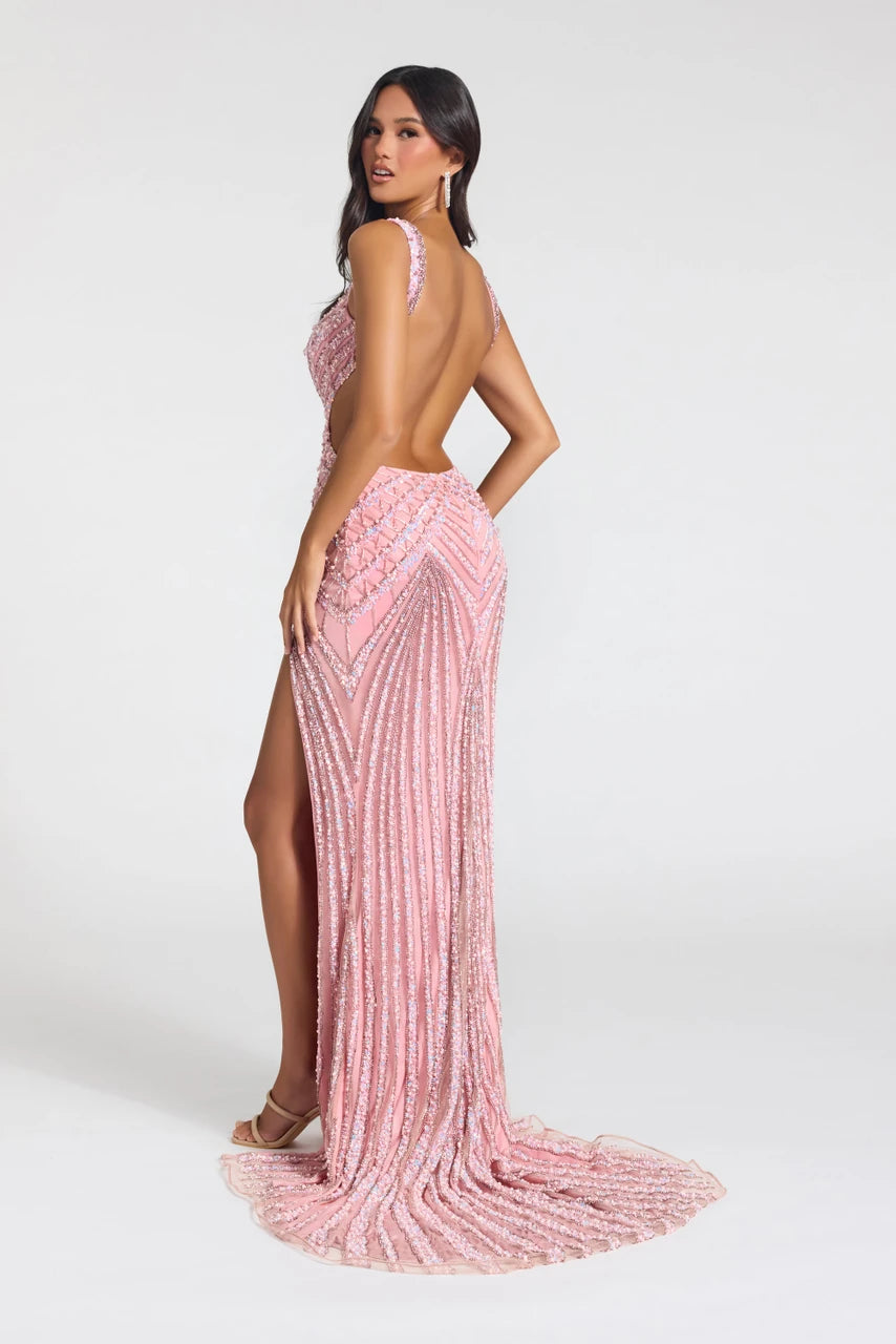 Portia & Scarlett - PS27001C - Embellished V-Neck Fitted Gown