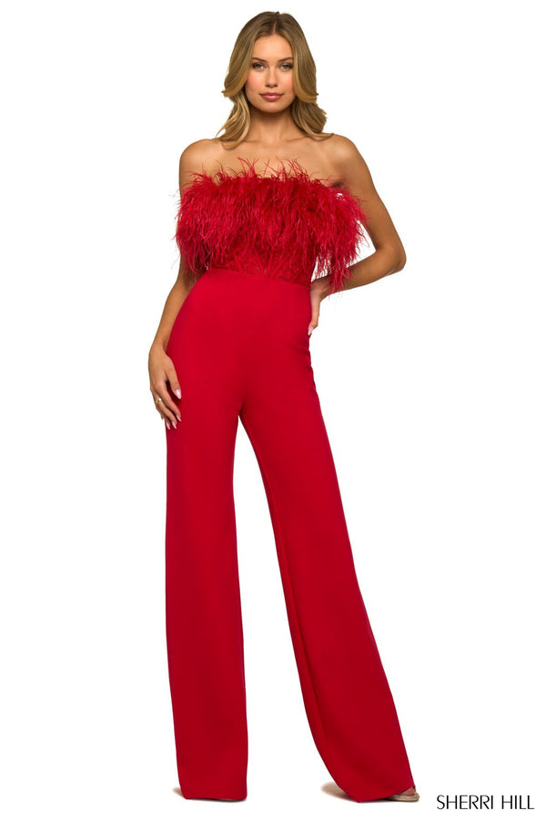 Sherri Hill 55382: Chic Strapless Jumpsuit with Lace Corset Bodice