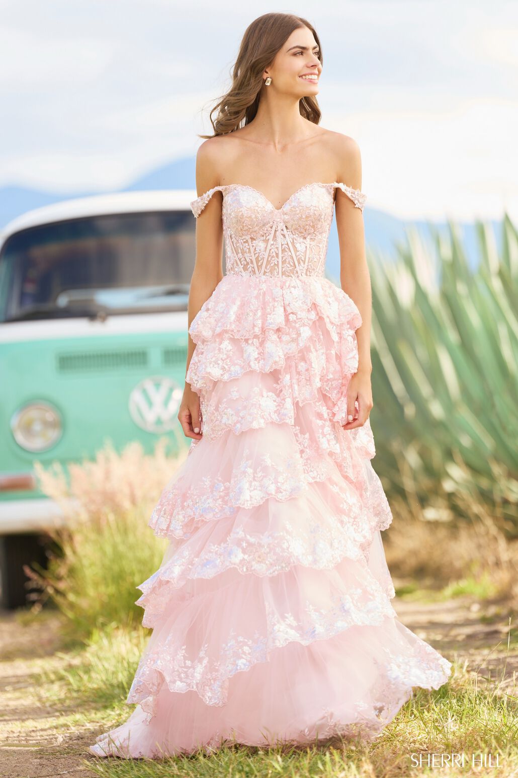 SHERRI HILL - 55500 - Tulle Sequin A-Line Gown Madeline's Boutique Boca Raton SHERRI HILL - 55500 - Tulle Sequin A-Line Gown Madeline's Boutique Boca Raton