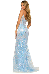 Sherri Hill 55502 Prom Dress | Fitted gown with sequin lace, sheer corset bodice, and sweetheart neckline. Perfect for prom at Madeline's Boutique - your ultimate destination for prom dresses in Toronto and Boca Raton, Florida.