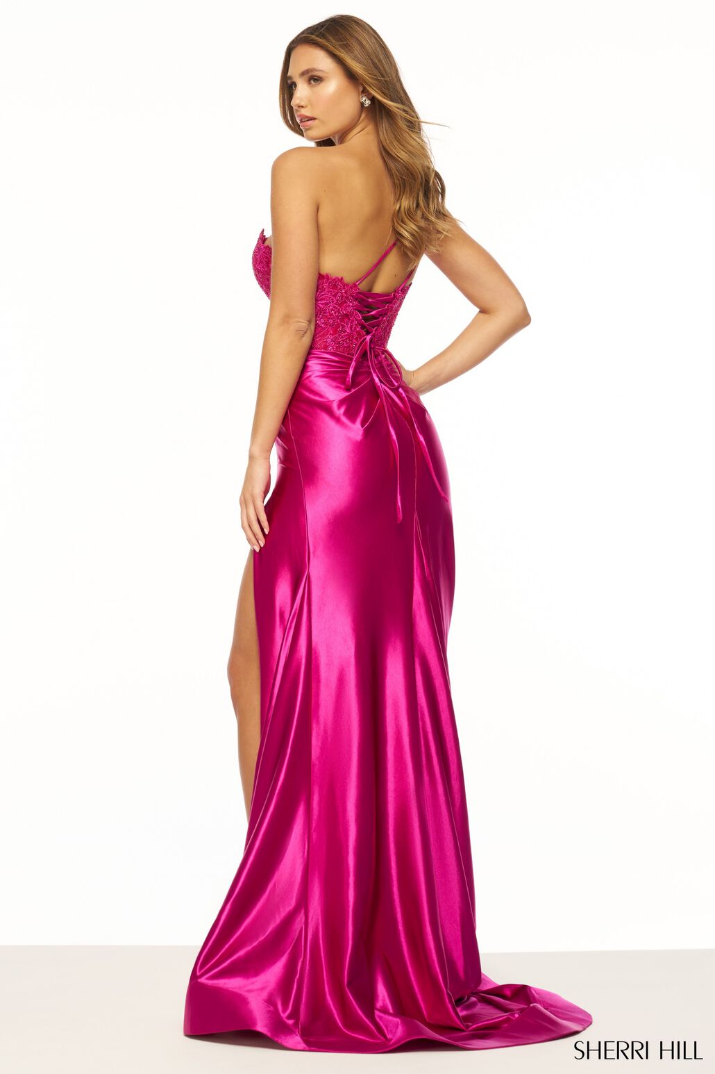 sherri hill pink one shoulder dress Sherri Hill 55164 Strappy Back One Shoulder Dress