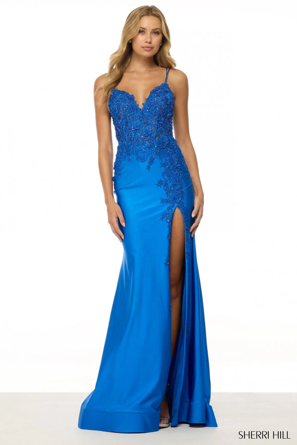 SHERRI HILL - 56160 - SEQUIN LACE CORSET BODICE GOWN