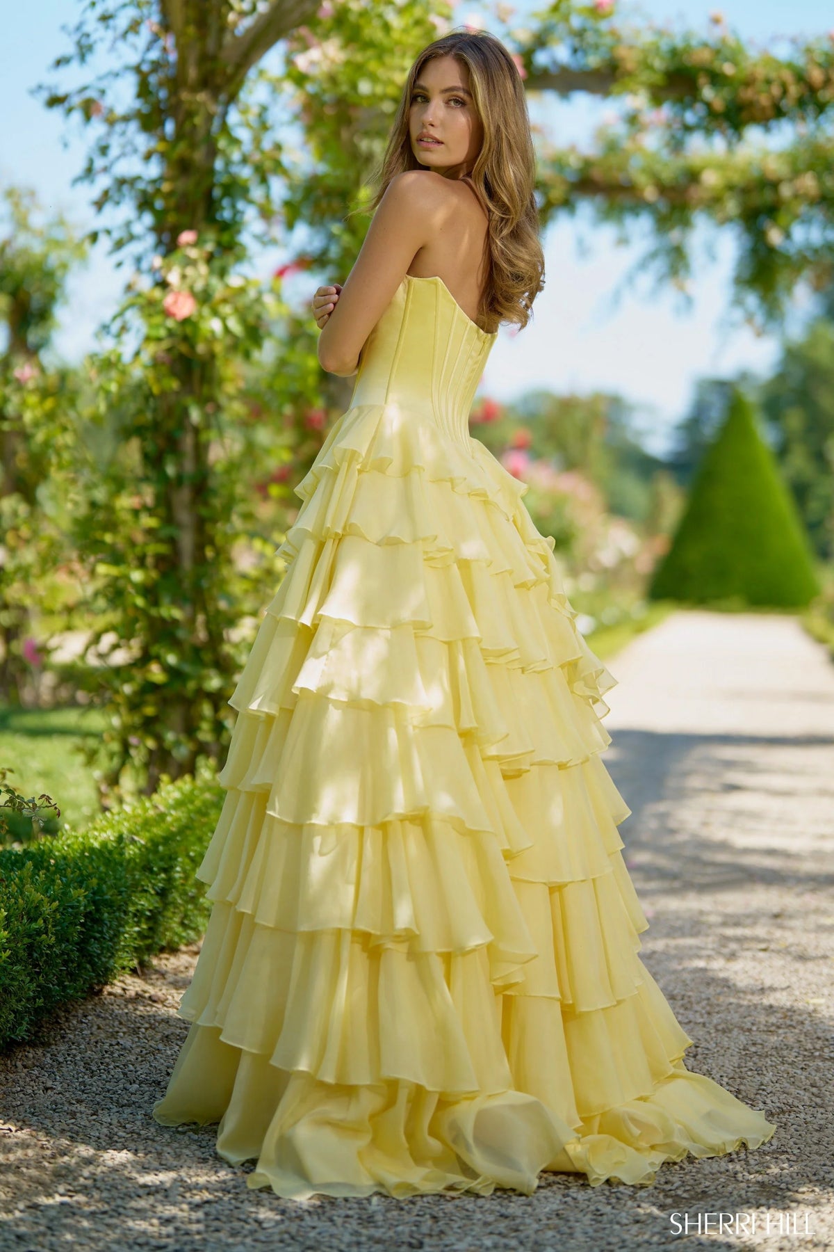 sherri hill strapless satin corset prom dress Sherri Hill 57454