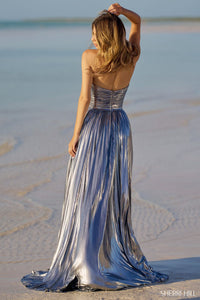 Sherri Hill - 56065 - Pleated Metallic Strapless Gown Sherri Hill - 56065 - Pleated Metallic Strapless Gown